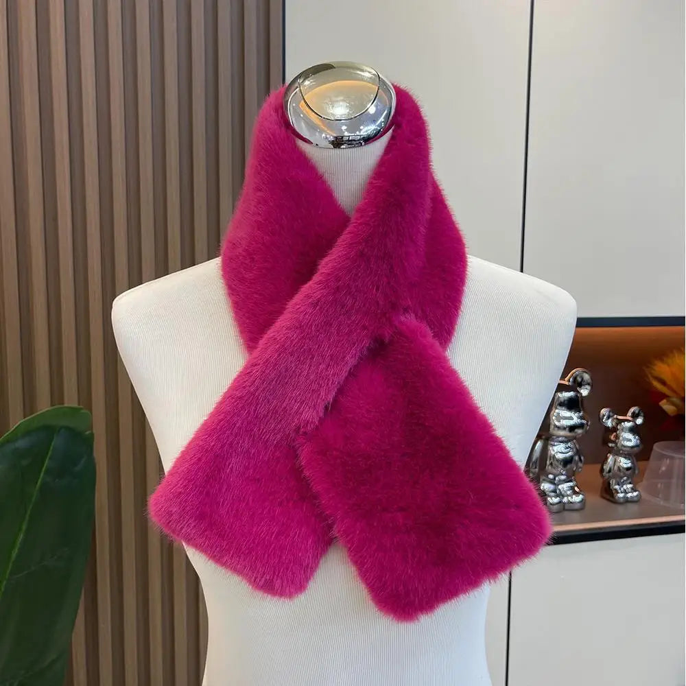 Soft women's rabbit fur scarf for winter