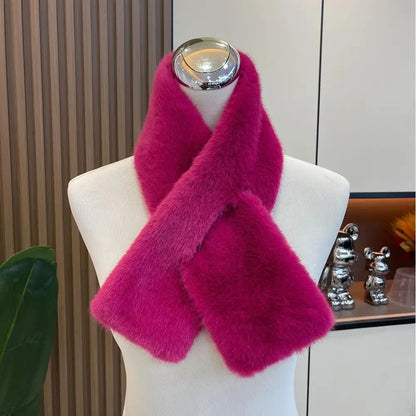Soft women's rabbit fur scarf for winter