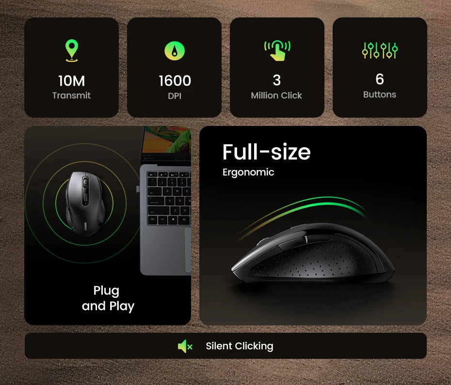 UGREEN Langaton Hiiri 1600DPI - Hiljainen 2.4GHz USB-hiiri PC & MacBook