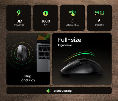 UGREEN Langaton Hiiri 1600DPI - Hiljainen 2.4GHz USB-hiiri PC & MacBook