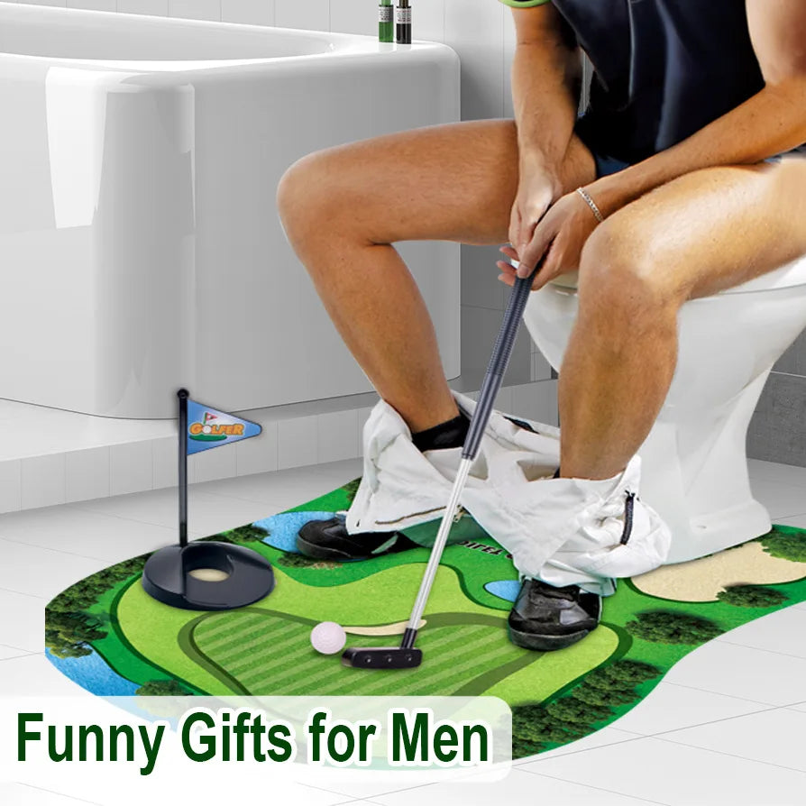 A fun toilet golf game, a gift idea for dad or boyfriend