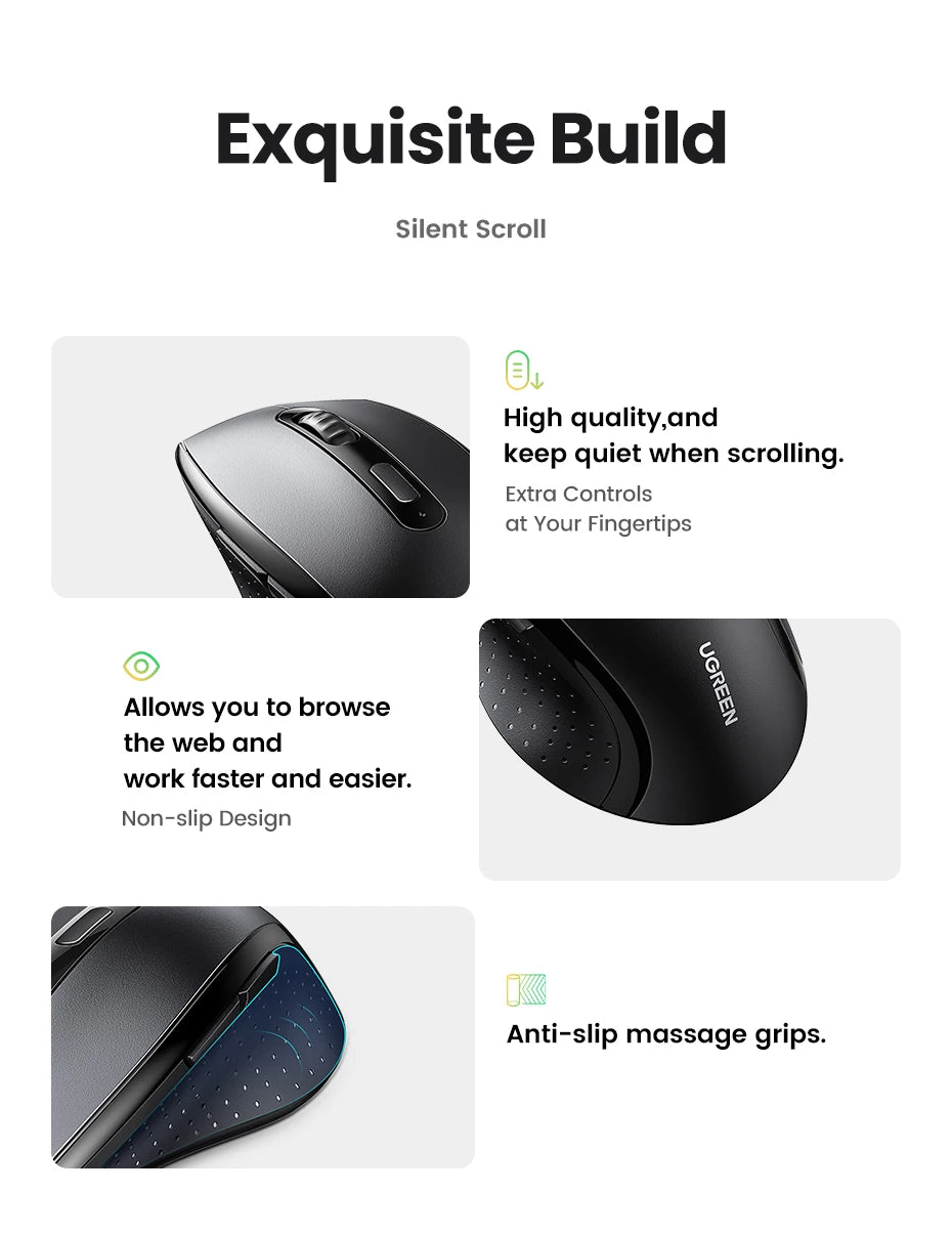 UGREEN Langaton Hiiri 1600DPI - Hiljainen 2.4GHz USB-hiiri PC & MacBook