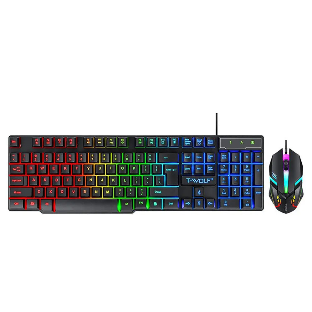 Keyboard and mouse set for gaming, backlit, wired
