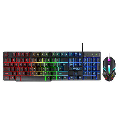 Keyboard and mouse set for gaming, backlit, wired