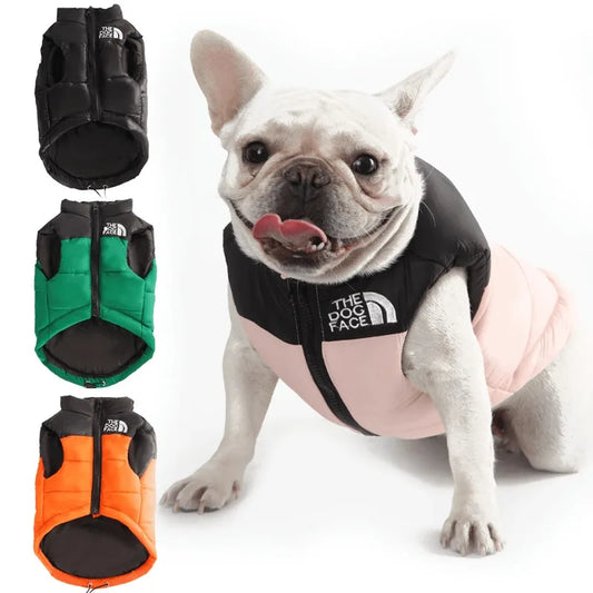 Warm winter dog vest with polo collar, for small, medium and large dogs