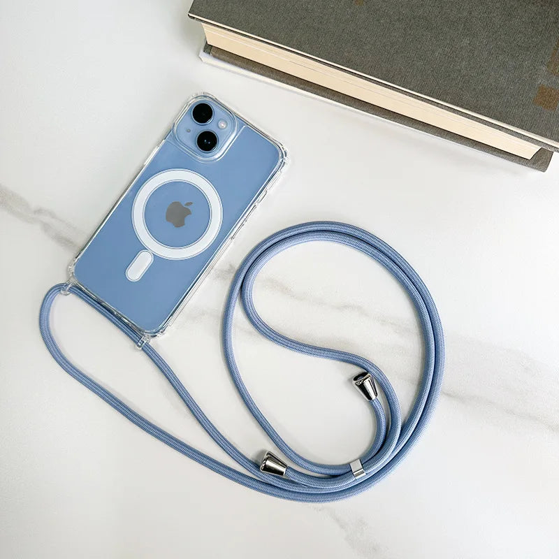 Crossbody Kaulanauha iPhone-suojakuori MagSafe - Läpinäkyvä Magneettinen Kotelo