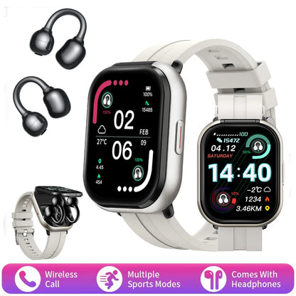 2-in-1 Smartwatch with wireless headphones, calls, health modes, sports modes, New 2025