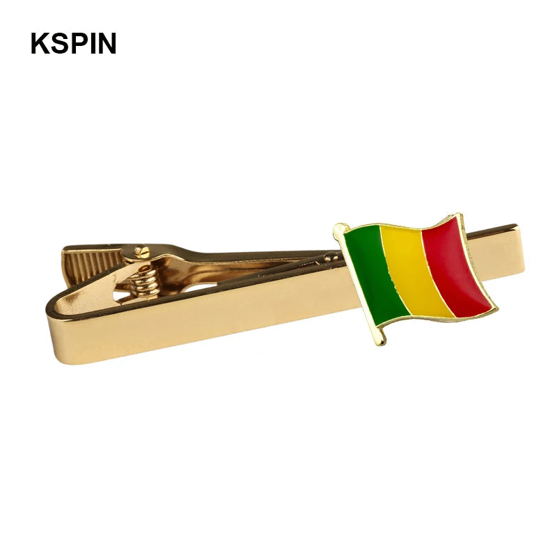 Men's national flag patterned tie bar, multiple countries