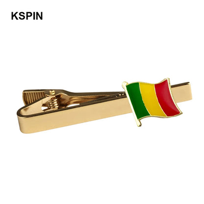 Men's national flag patterned tie bar, multiple countries