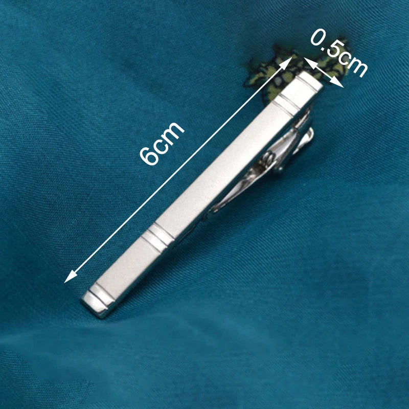 Men's silver-tone tie clip, decorated with beautiful crystal, available in different variations