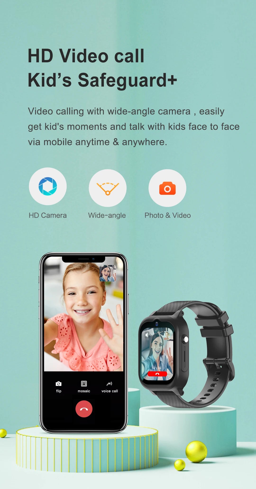 Kids Smartwatch 4G GPS, Video Calls, Wifi Location, SOS Emergency Button