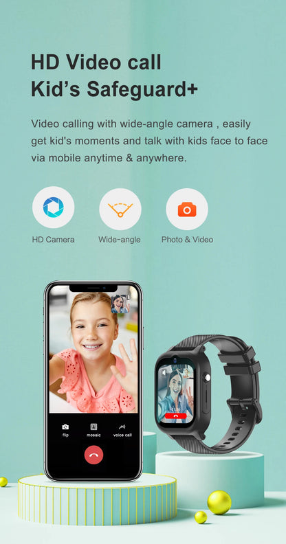 Kids Smartwatch 4G GPS, Video Calls, Wifi Location, SOS Emergency Button