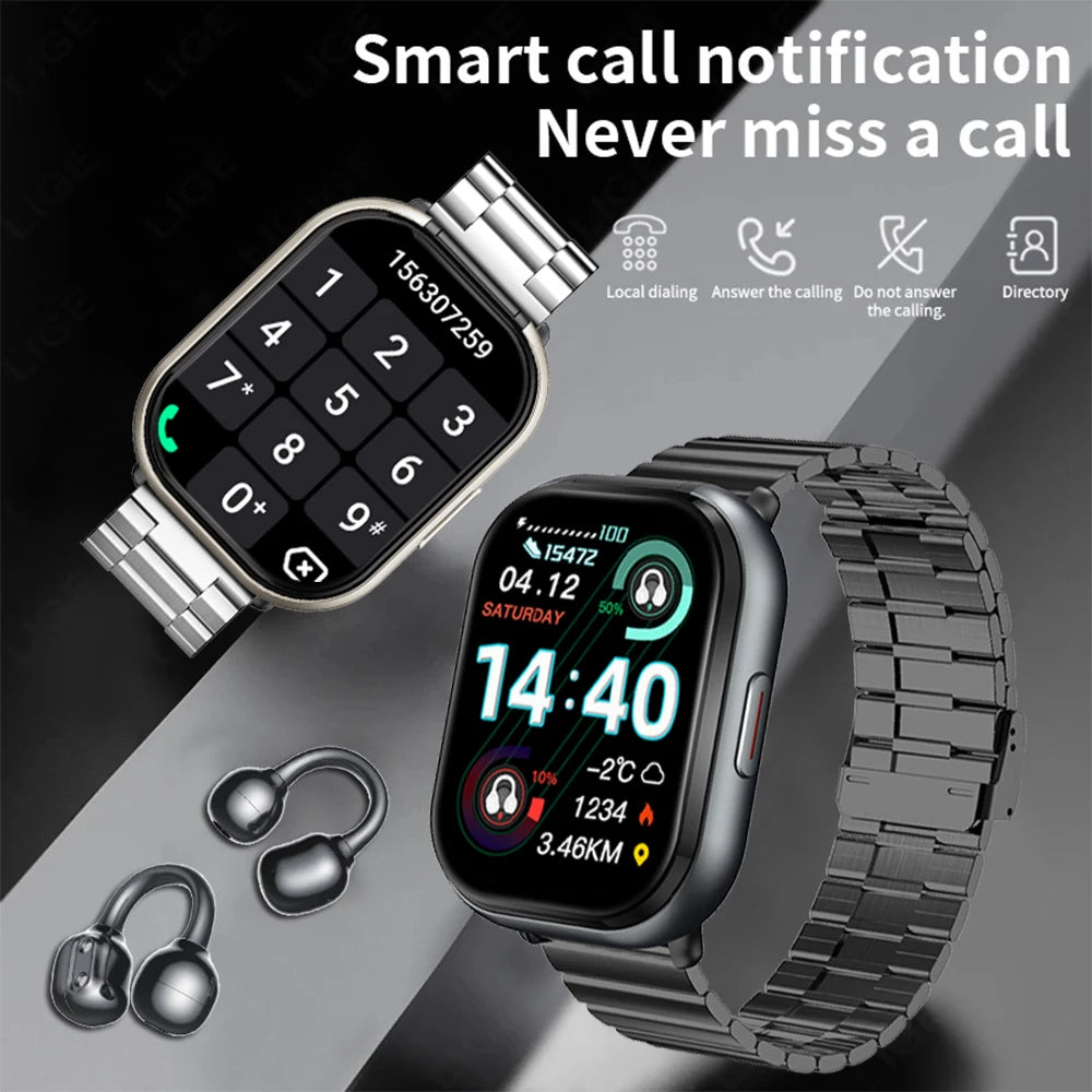 2-in-1 Smartwatch with wireless headphones, calls, health modes, sports modes, New 2025