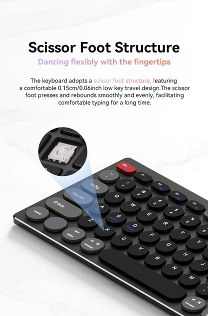 Hiljainen alumiininäppäimistö, kolme yhteystilaa, ergonominen, ohut