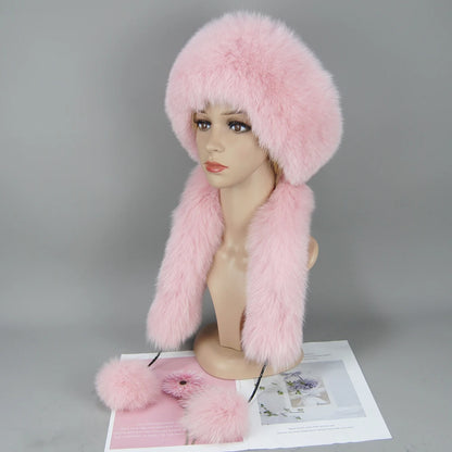 Women's genuine fox fur hat, different shades