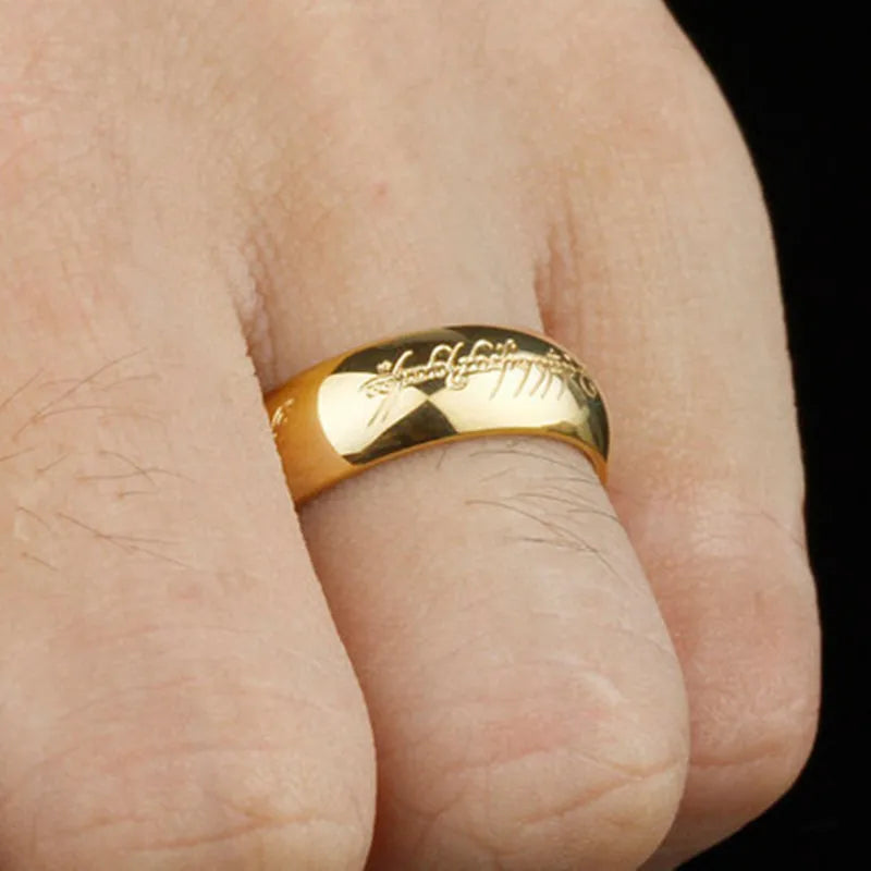 Rings of Power 3D engraved ring for men, gold or black