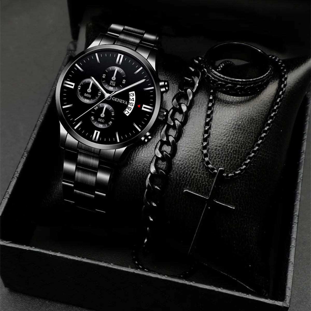 Stylish men's watch and jewelry set, just the watch or the whole package
