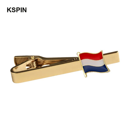 Men's national flag patterned tie bar, multiple countries