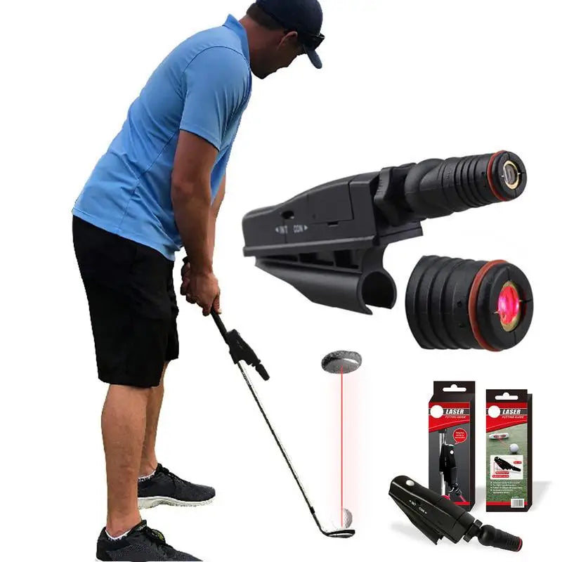 Adjustable golf putter laser aiming aid for putting line correction