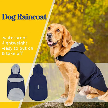 Dog raincoat, waterproof hoodie with reflective stripes, all sizes available