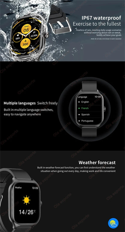 2025 Älykello 2.01" HD-näyttö – Puhelut, Viestit, Urheilutilat ja DIY-kellotaulut