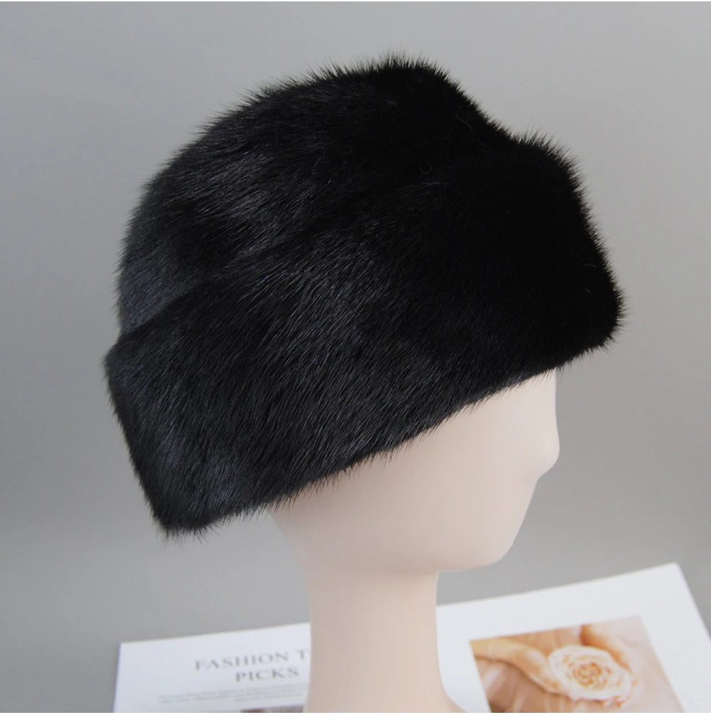 Genuine mink fur hat, luxury winter hat, unisex