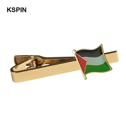 Men's national flag patterned tie bar, multiple countries