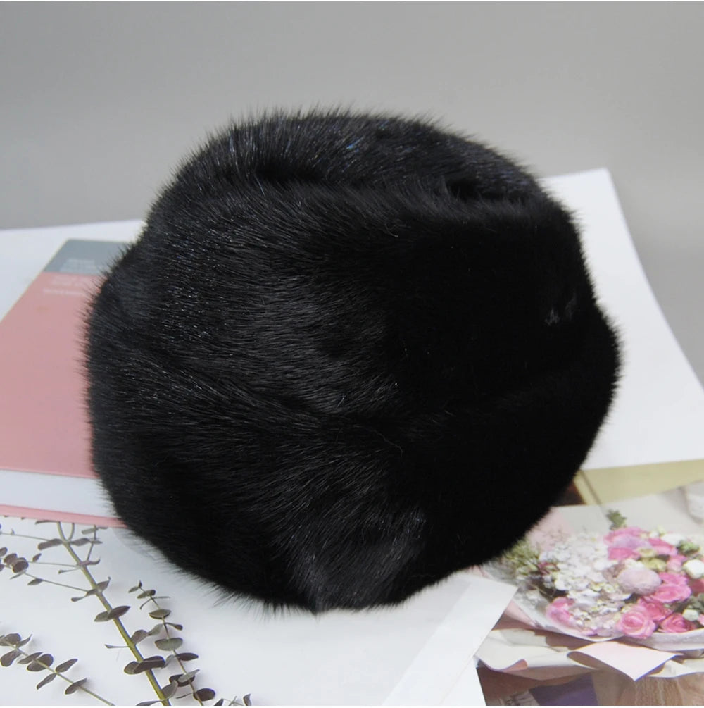 Genuine mink fur hat, luxury winter hat, unisex