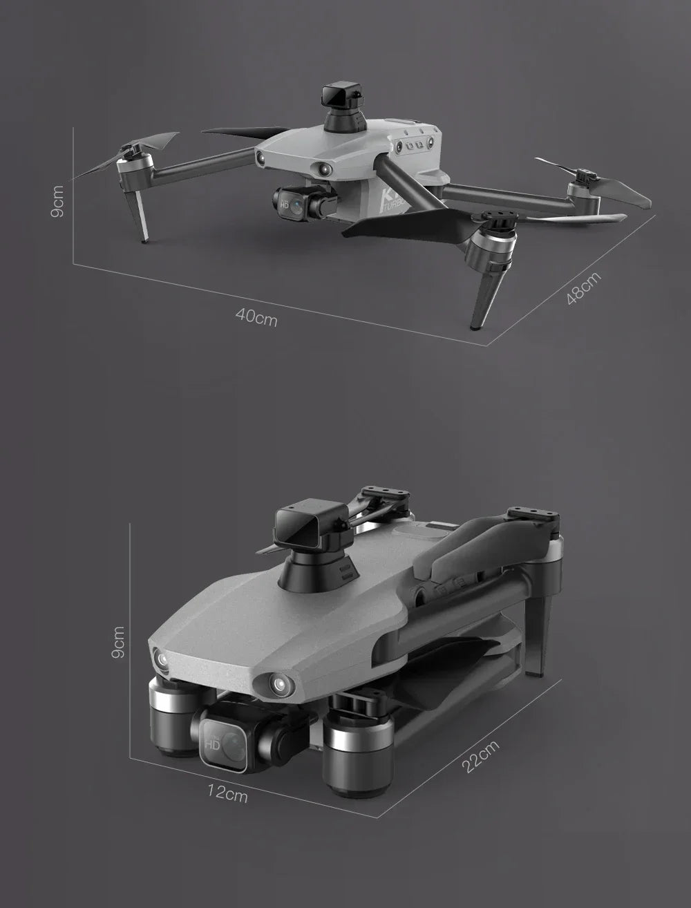 Cole Professional K11 Turbo Drone - 8K HD Kaksoiskamera, Älykäs Esteiden Tunnistus & Airdrop