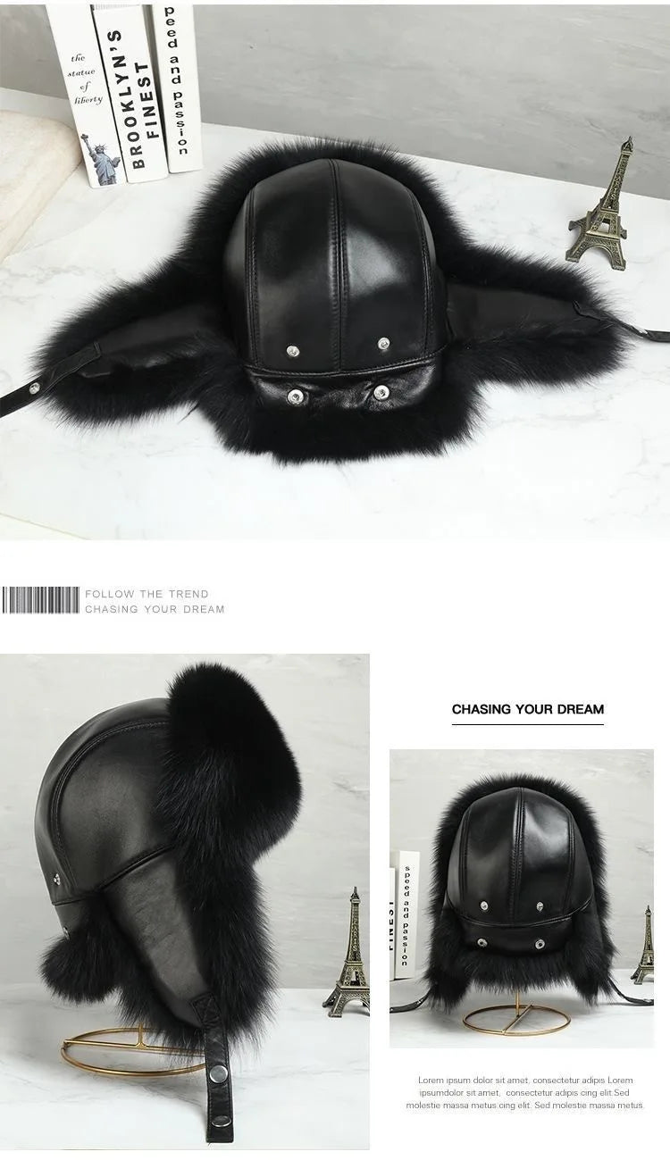 Men's fur hat with earflaps, different variations