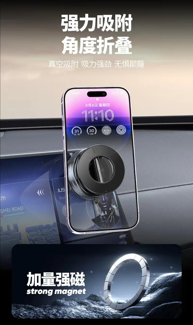 Magneettinen Auton Puhelinpidike – Tyhjiöimukuppi, Säädettävä Kulma, Ei Työkaluja – Navigointiin