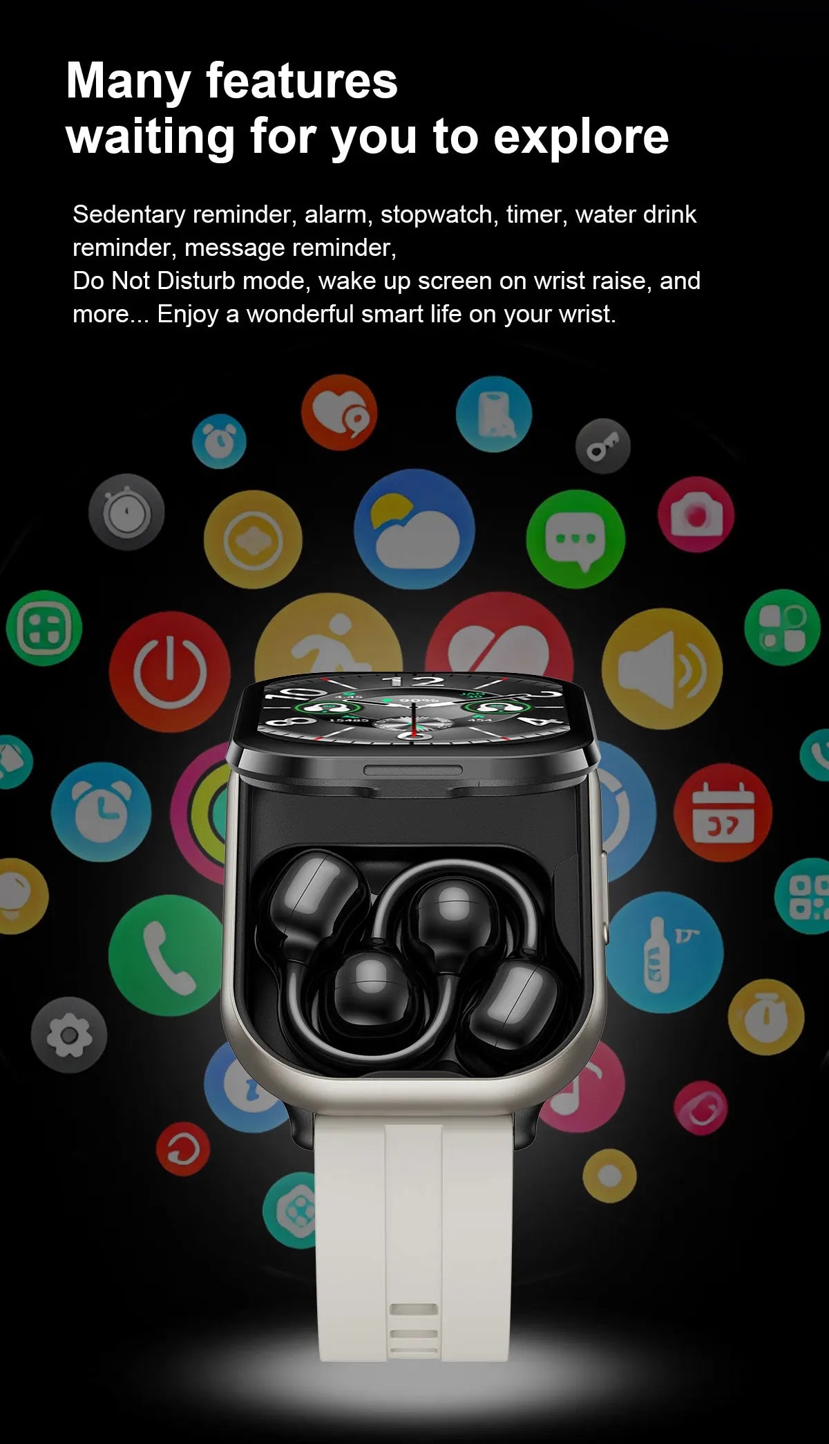 2-in-1 Smartwatch with wireless headphones, calls, health modes, sports modes, New 2025