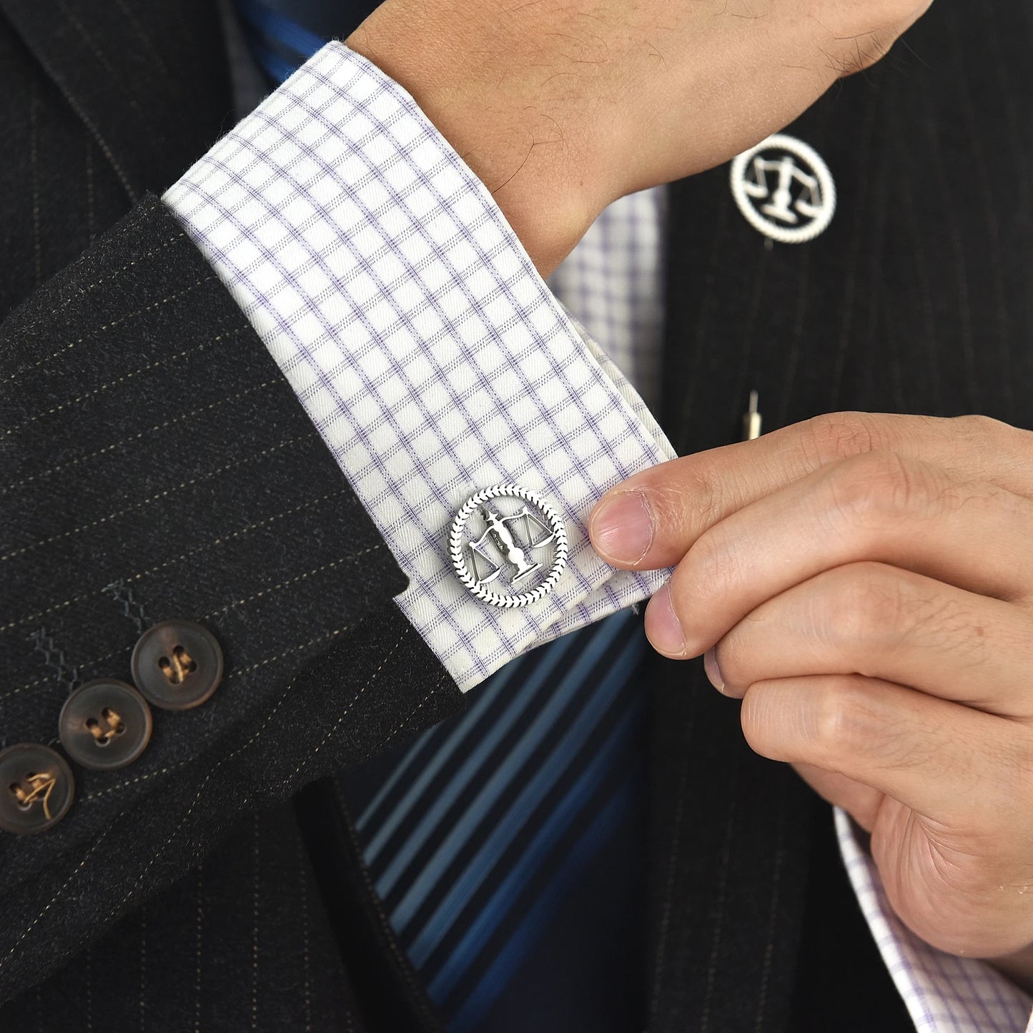 Men's Lawyer Tie Clip, Scales of Justice