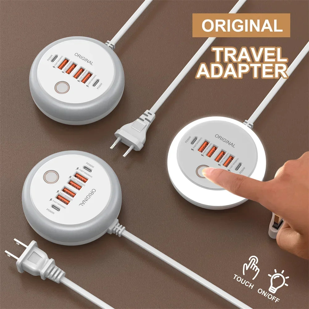 50W Monipistoke USB-C Pikalaturilla - 6 Porttia, Type-C & USB-A, Seinälaturi iPhone 15/16