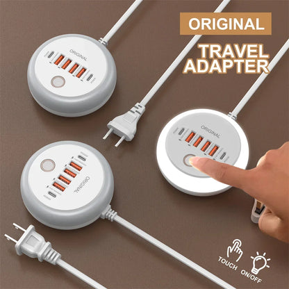 50W Monipistoke USB-C Pikalaturilla - 6 Porttia, Type-C & USB-A, Seinälaturi iPhone 15/16