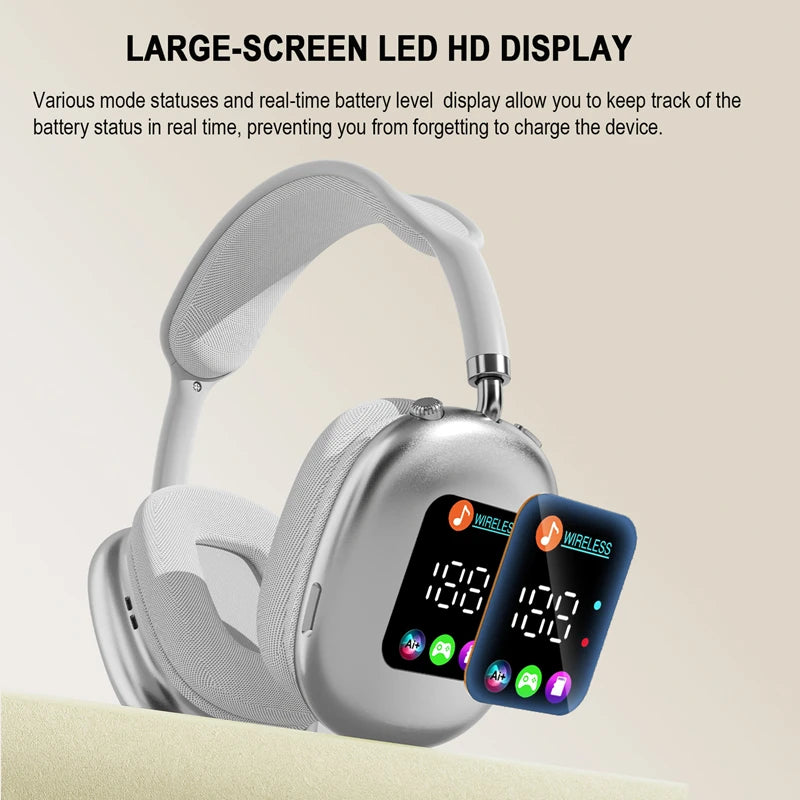 Premium wireless headphones with RGB display, memory card reader