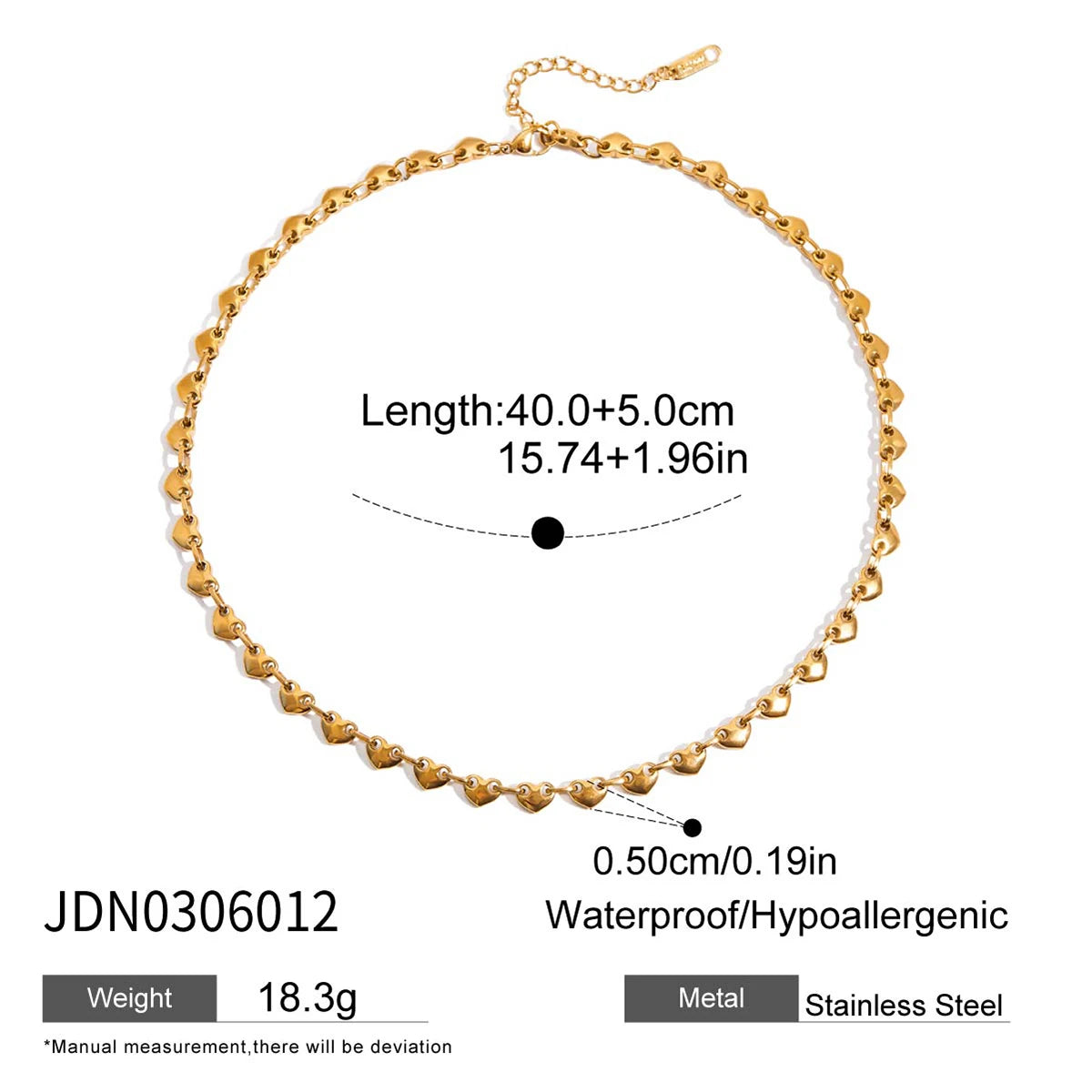 18K kullattu sydänsolki kaulakoru naisille