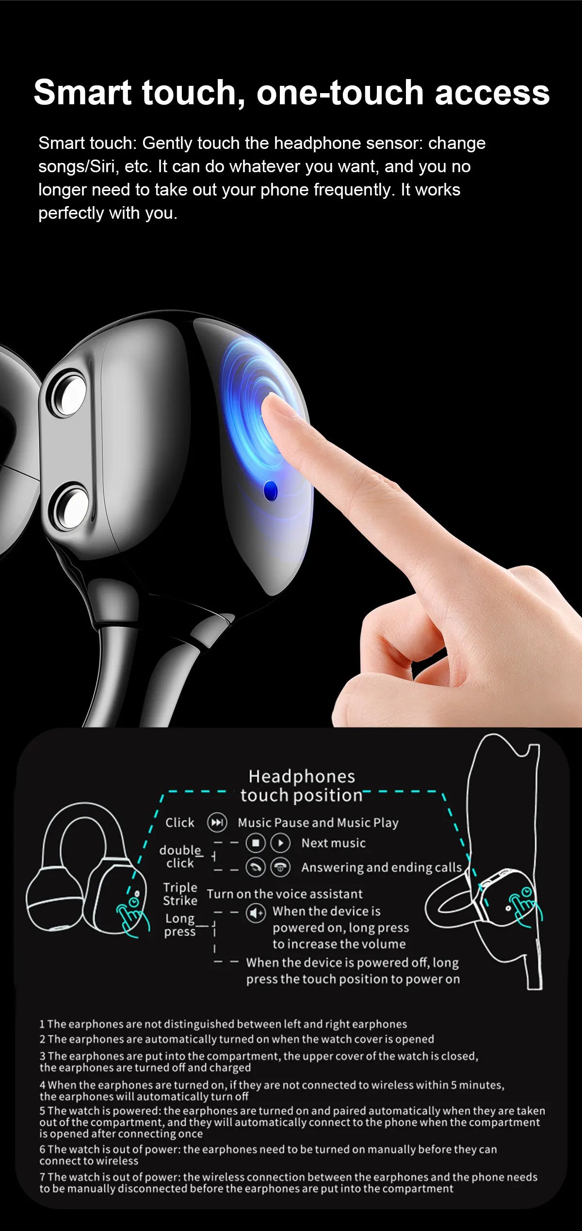 2-in-1 Smartwatch with wireless headphones, calls, health modes, sports modes, New 2025