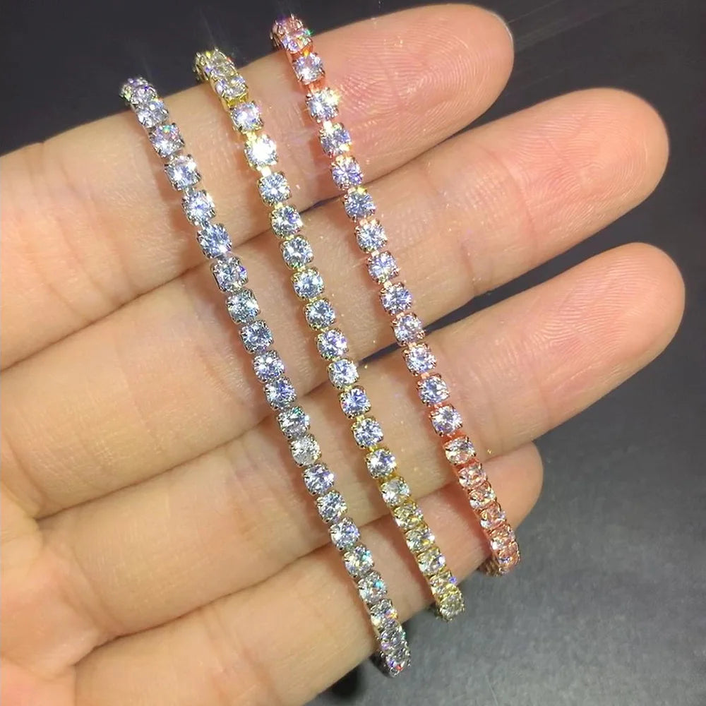 Tennis bracelet with zirconia stones, multi-colored sparkling design