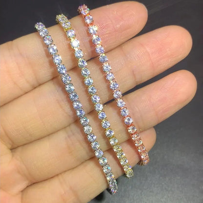 Tennis bracelet with zirconia stones, multi-colored sparkling design
