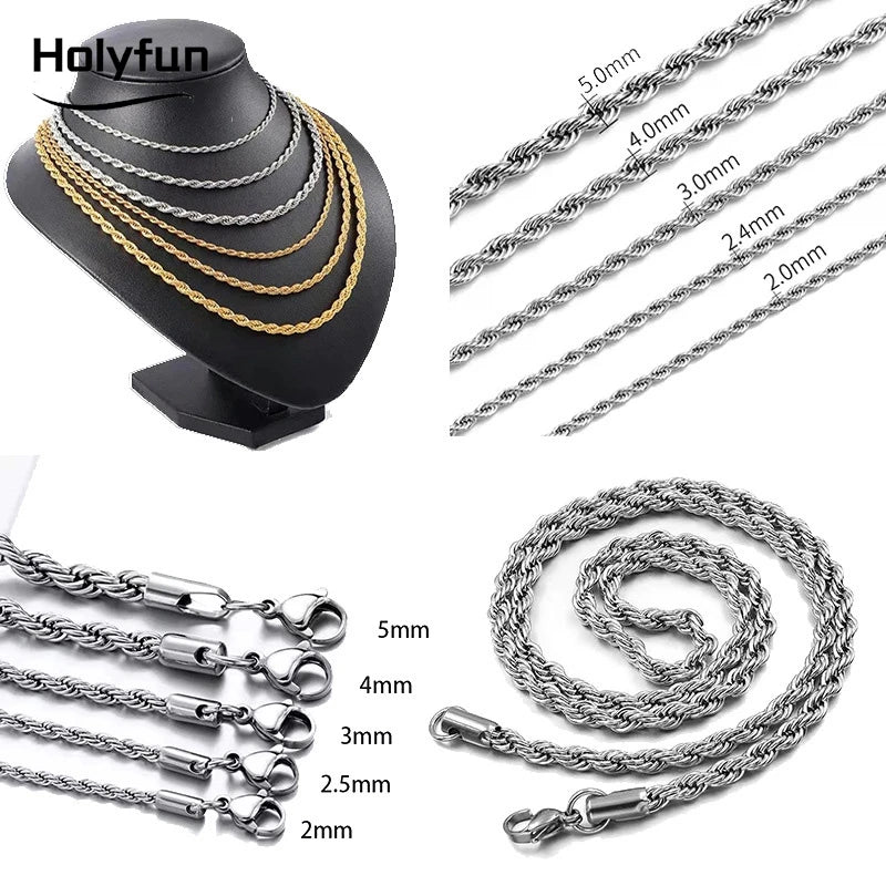 Rope Chain necklace, gold or silver, unisex design