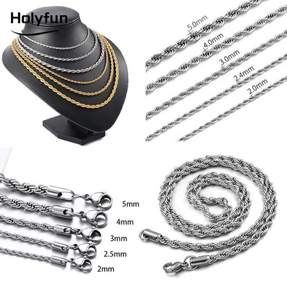 Rope Chain necklace, gold or silver, unisex design