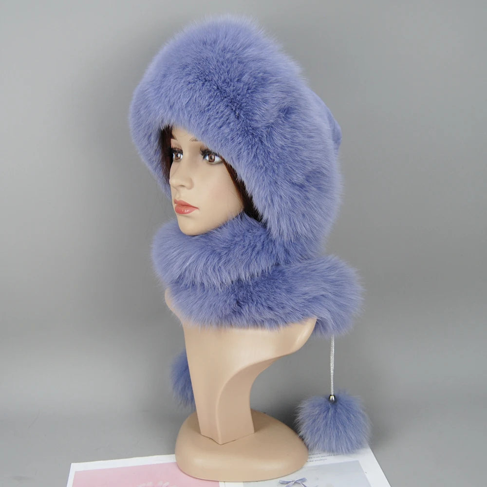 Women's genuine fox fur hat, different shades