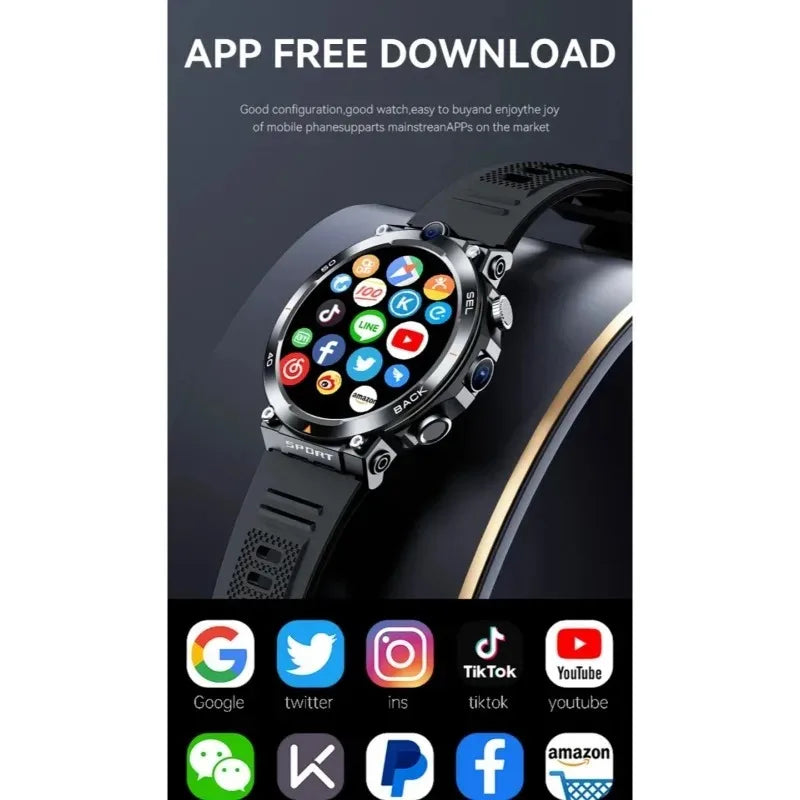 H10 4G LTE Smartwatch for Men, High-Tech, Dual Camera and Video Calls