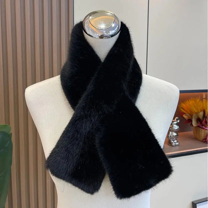 Soft women's rabbit fur scarf for winter