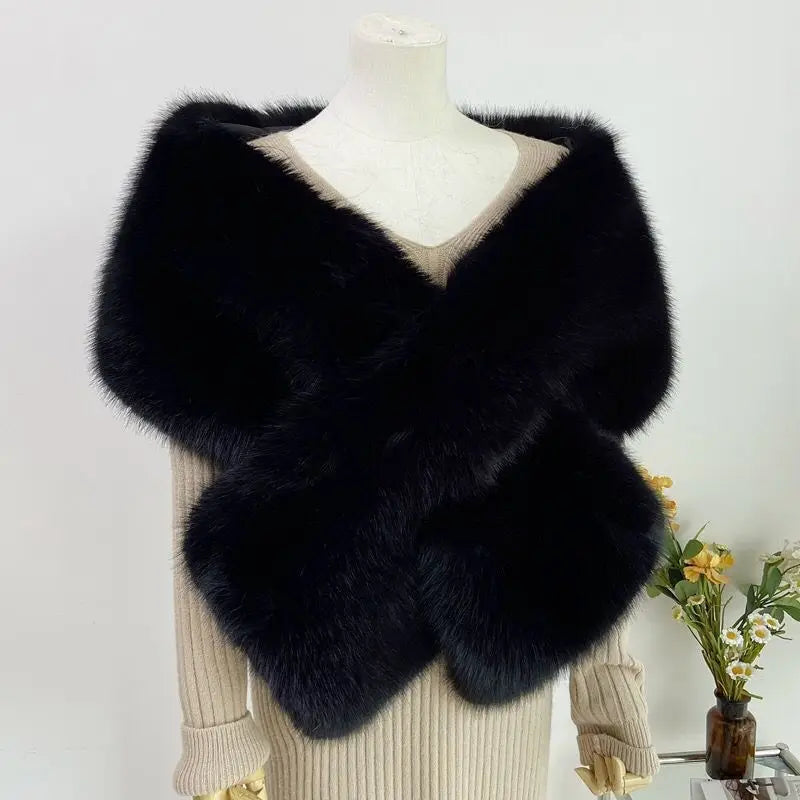 Faux fox fur scarf, faux fur for weddings and formal occasions