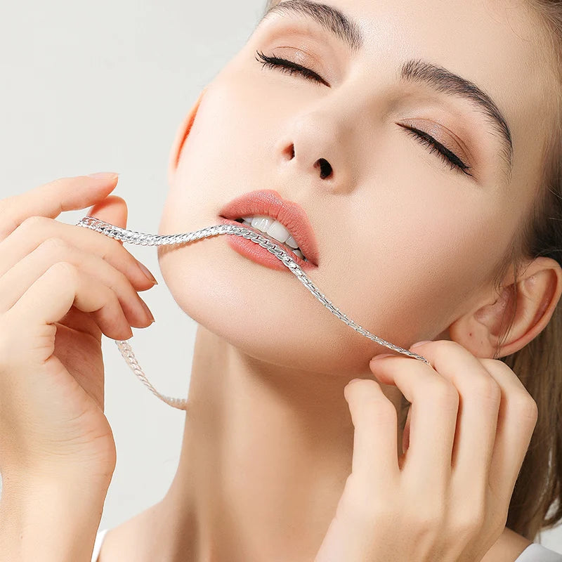 18K Kulta/Hopea 6mm Sideways kaulakoru miehille ja naisille, eri variaatioita