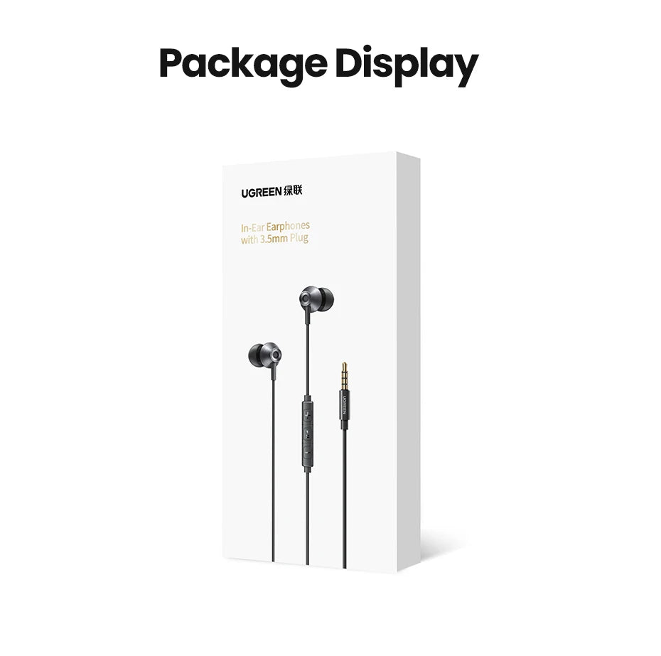 UGREEN USB-C Headphones with Microphone - HiFi Stereo In-Ear Headphones with 3.5mm Jack