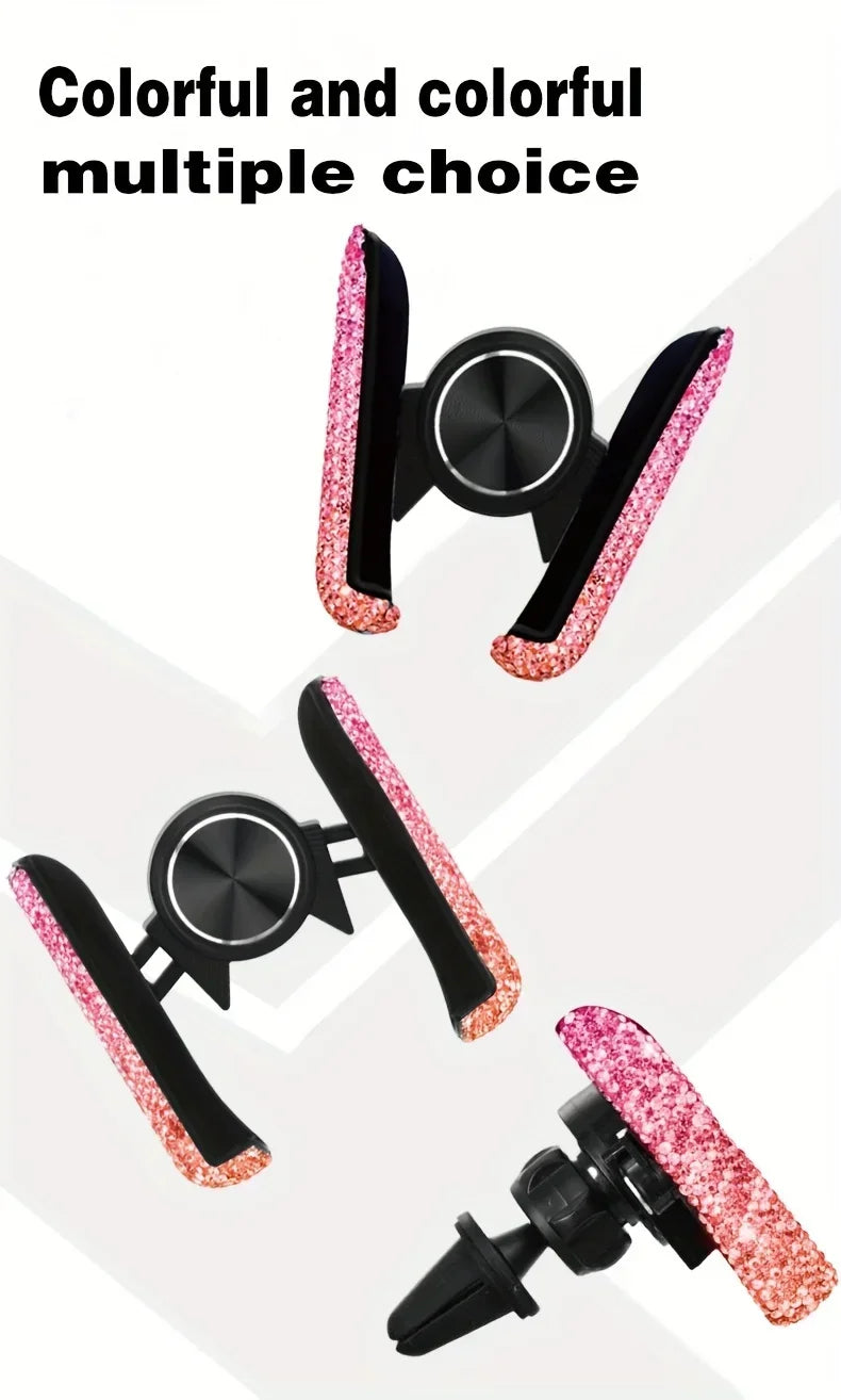 Timanttikoristeinen Auton Puhelinpidike - Ilmanvaihtoaukon Kiinnike Kristallilla