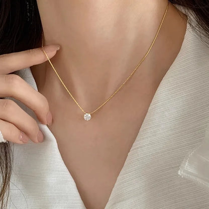 Minimalist Solitaire Zirconia Pendant Necklace